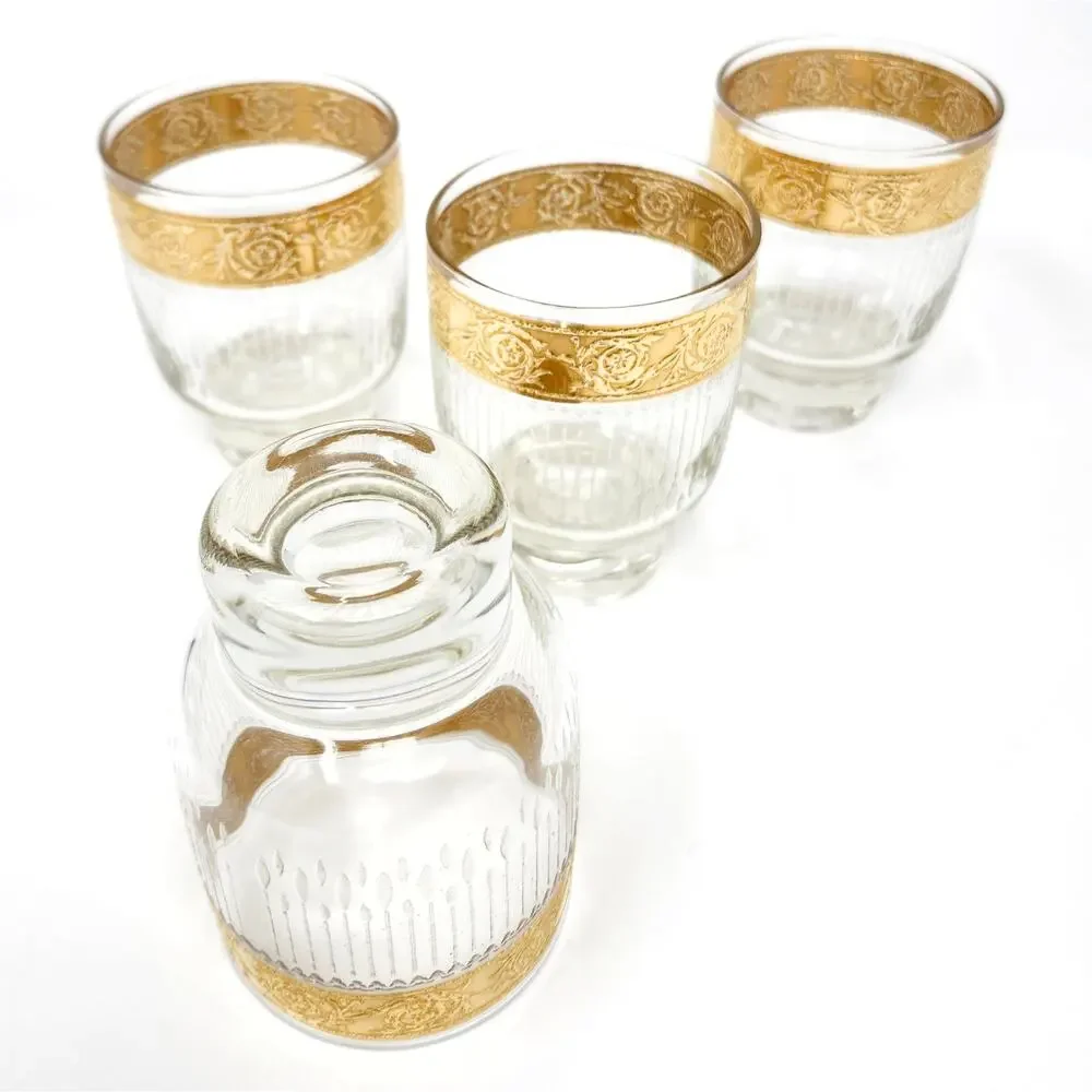 Culver Tyrol 22K Gold Footed Cocktail Glasses Set of 4